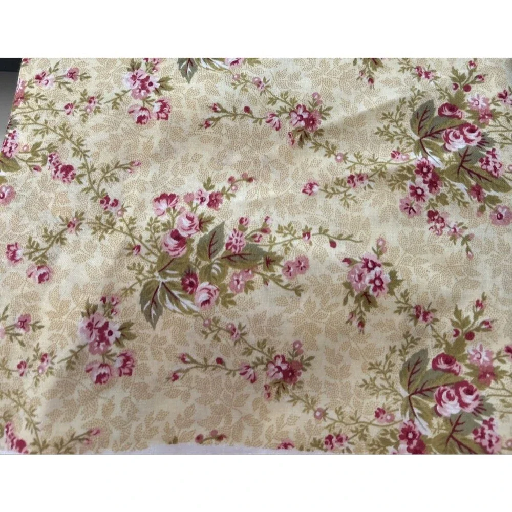 David Textiles Cotton Quilting Fabric Floral Print Yellow Pink Flowers 3.2 Yd